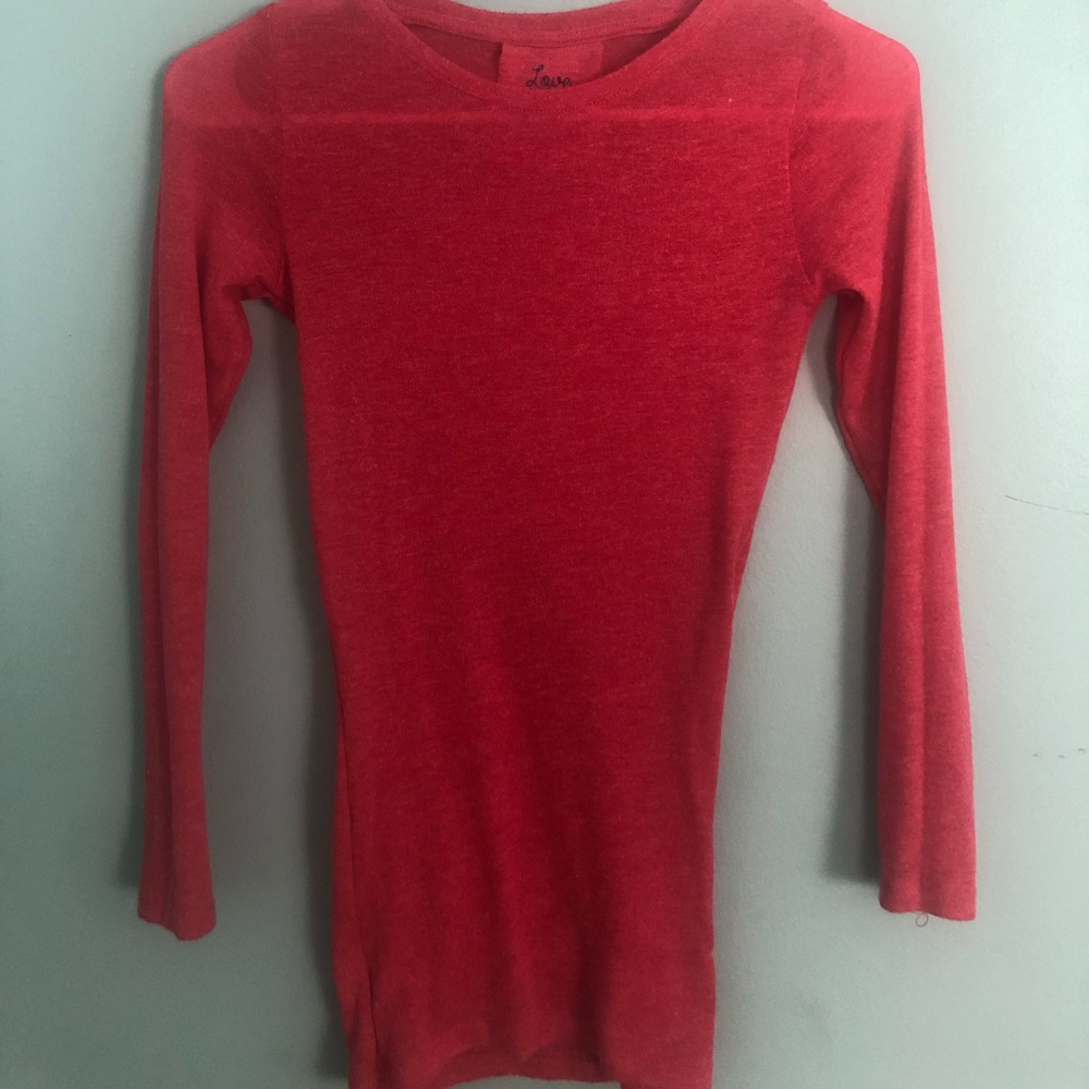 long sleeve coral sweater/ layering shirt